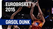 Gasol Gathers the Rebound and Slams it Home! - EuroBasket 2015