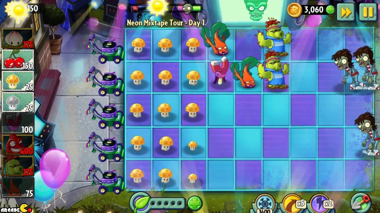 Plants Vs Zombies 2 - Neon Mixtape Tour Side A Day 1-2 Pinata Party!