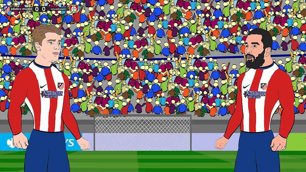 Atletico Madrid VS Bayer Leverkusen 2015 ~ 1-0 ~ 3-2 ~ Funny Cartoon [HD]
