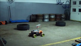 RC Helicopter and Drifting E Maxx garage fun 2015