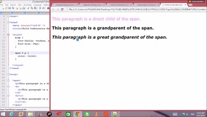 HTML5-COMBINATORS  EXPLAINED  WITH EXAMPLES (IN HINDI)