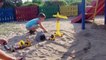 Kids at the Playground Construction Trucks Trailer Bulldozers and a Dog Part 4 of 6