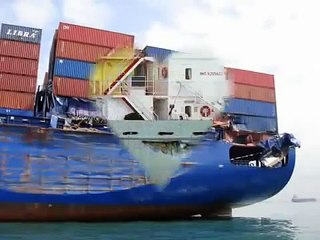 container ship collision avi