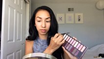 Drugstore Makeup tutorial: Smokey plum eyes and nude lips