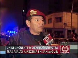 San Miguel: policía abatió a ladrón que asaltó pizzería