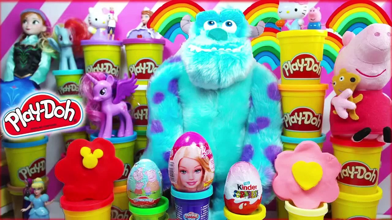 Barbie Spiderman Play Doh Rainbow Surprise Eggs Frozen Disney egg