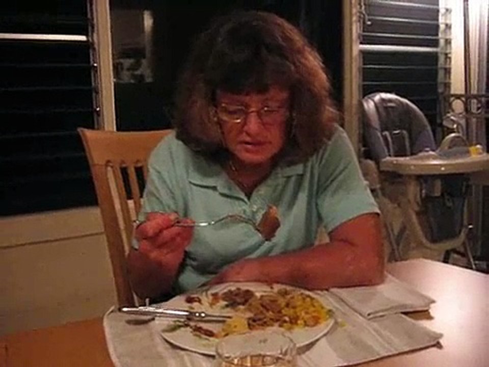 Mom falling asleep in food. Funny