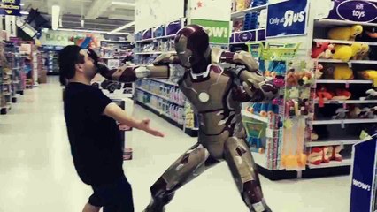 Guy thinks he's taking a photo with Iron Man