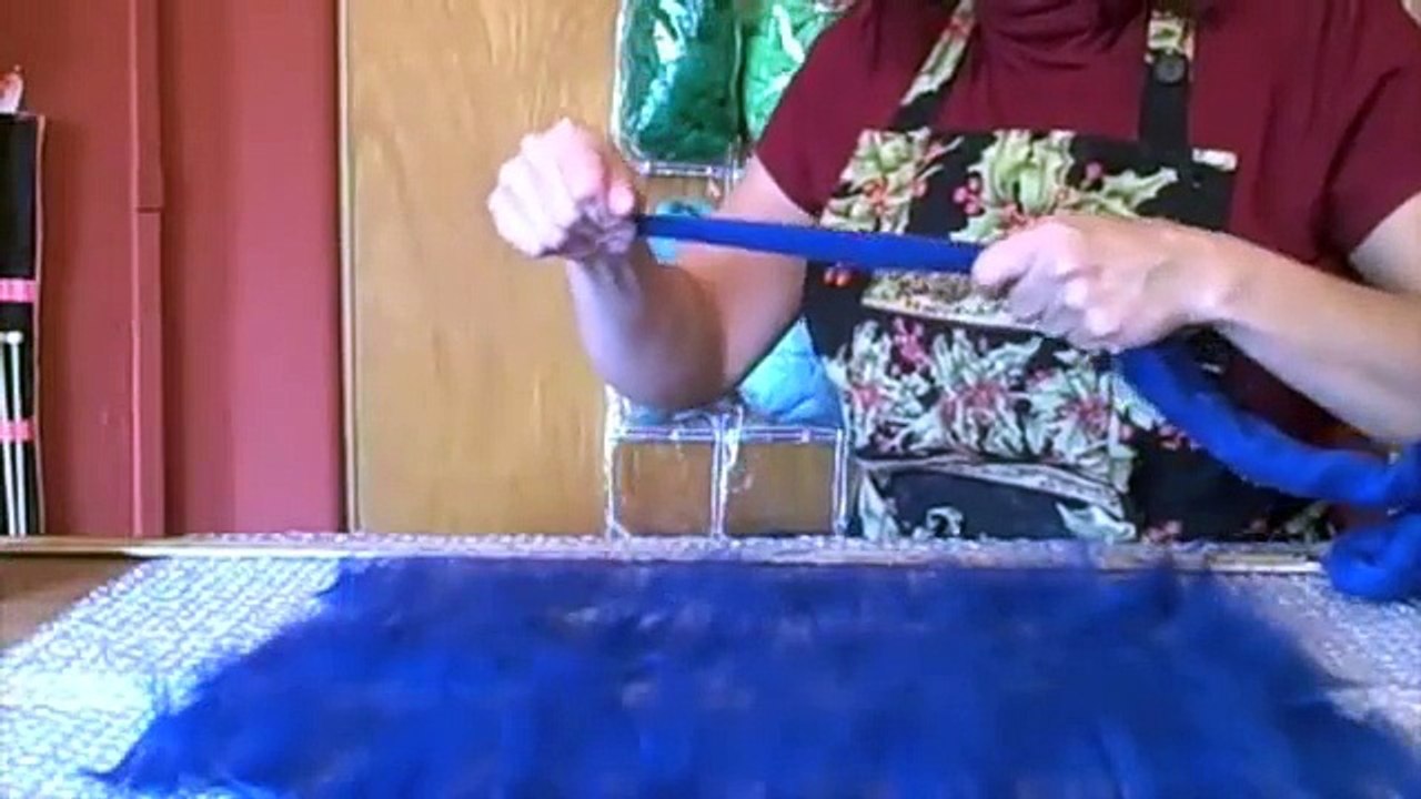 Wet felting 4- laying out the wool