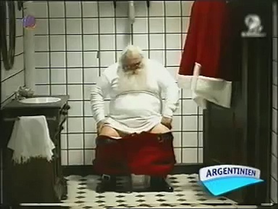 Weihnachtsmann auf dem Klo