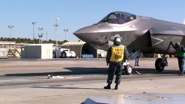 U S Navy Joint Strike Fighter launched from The Electromagnetic Aircraft Launch System 720p