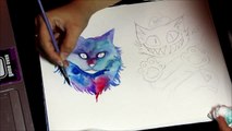 Cat galaxy watercolor - speed painting