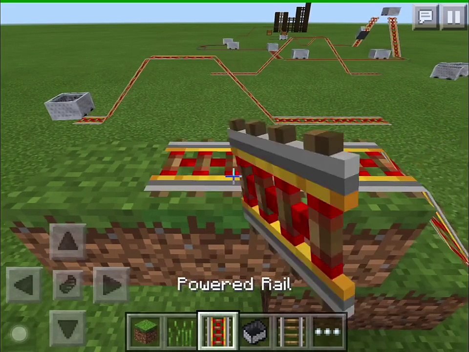 マインクラフト PE 裏技  (せんろを空中に浮かす方法)