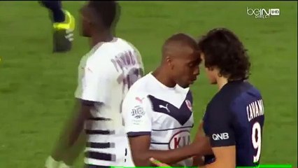 Edinson Cavani Fights with Maurice Belay PSG vs. Bordeaux