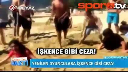 Sporcuları kuma gömüp, köpekle üzerlerinden geçti!