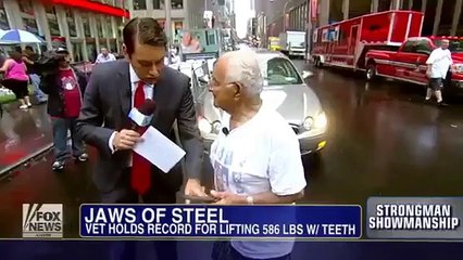 91% of the veteran pulled a car with his teeth