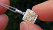 Estate UNTREATED VS1 Natural Fancy Yellow White Diamond Pendant Necklace 14k Gold - C409