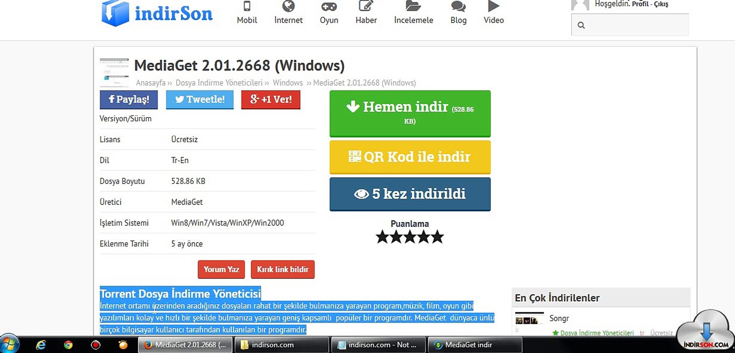 MediaGet dosya indirme programı kurulum