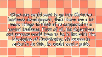A Plan For Christian Business Development