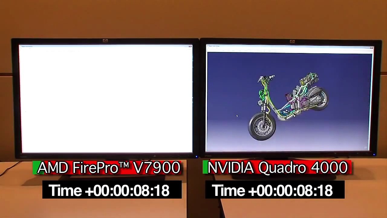 AMD V7900 and NVIDIA Quadro 4000 Head-to-Head in CATIA (CATbench benchmark)
