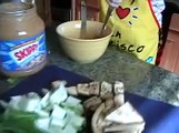 3 years old Aya Megia Henao, cooking Kare-kare a special Filipino food.