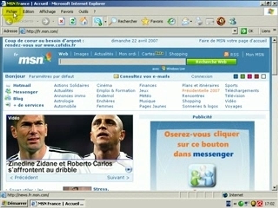 page d'accueil internet explorer