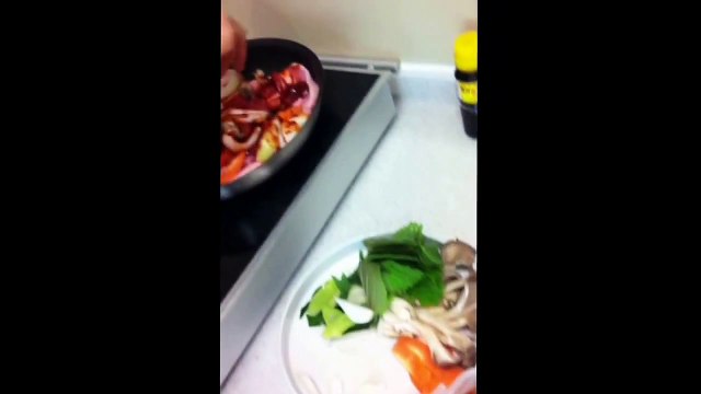 Korean food stir-fried spicy pork