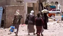 Buildings collapsed after Saudi led coalition operation in Yemen