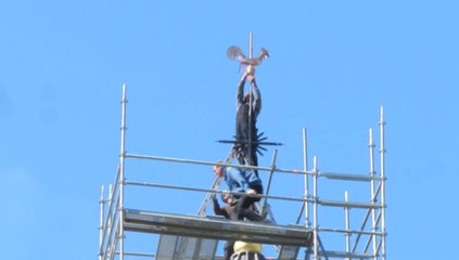 Ravenel : un nouveau coq tout en haut de l'église