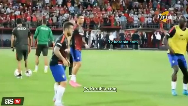 رد فعل غريب من رونالدو تجاه هتاف جماهير ألبانيا : ميسي ميسي