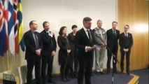 Presskonferens på Island efter nordiskt utrikes- och försvarsministermöte