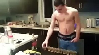 Guy Take 10 Shot Glasses,,Then Passes Out