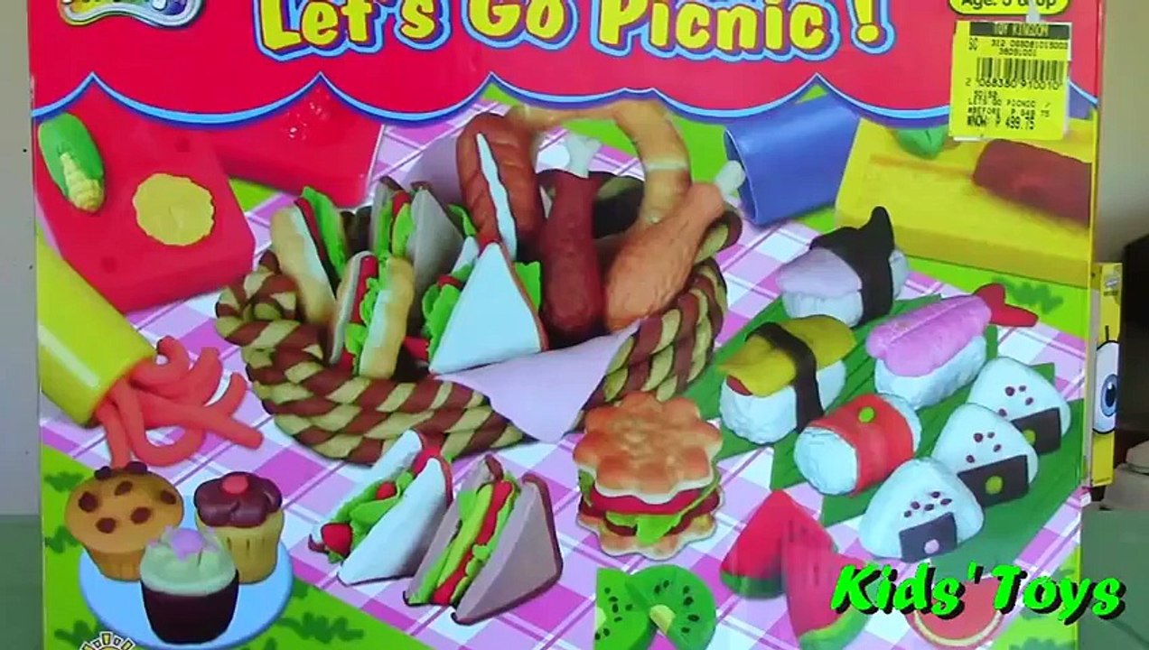 Doh-Dough Let's Go Picnic Playset Fried Chicken Hot Dog Sushi Play Dough - Like Play-Doh