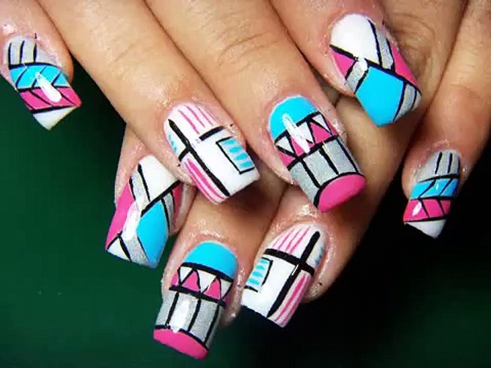 NAIL ART: nail design  brush-    uñas pintadas