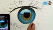 سحر العيون الزرقاء رسم حقيقي How To Draw a realistic Eye painting in Speed Drawing new upload 2015