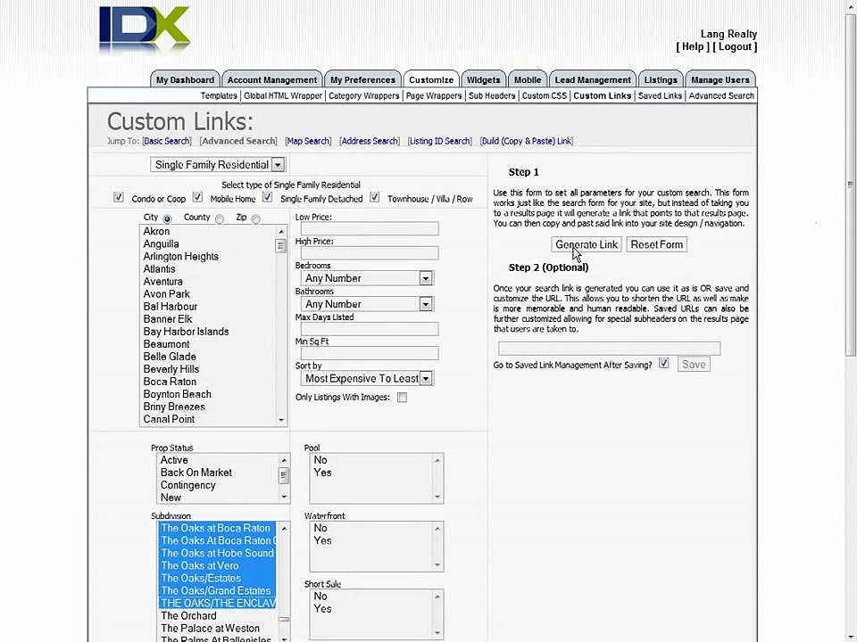 Create Custom Links Landing Pages with IDX Broker