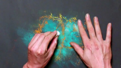 #pawgustart Space painting with soft pastel crayons: Crab Nebula