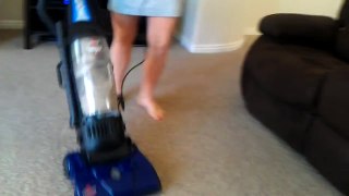 Silky Terrier barks at Vacuum