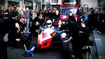 Helmet view Ariel Atom cruising the streets of London Pitstop france V8 top gear 2014 2015