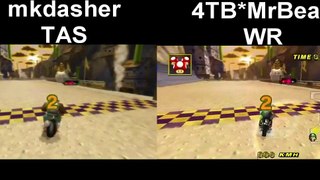 [MKWii Comparison] Wario's Gold Mine Glitch TAS vs WR