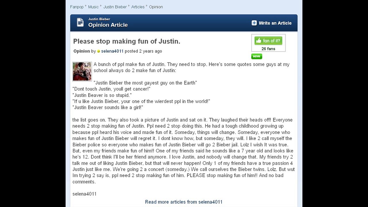 STOP MAKING FUN OF JUSTIN BIEBER