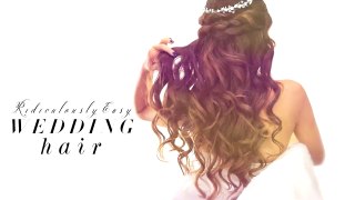 ★ EASY Wedding Half Updo HAIRSTYLE with CURLS   Bridal Hairstyles for Long Medium Hair