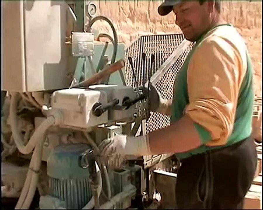Stone quarrying machines at work
