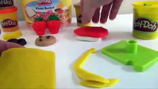 PLAY-DOH Picnic Bucket  Playset Tutorial How to Make Play Doh Cookies and Candy