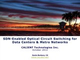 SDN Optical Circuit Switching for Data Centers & Metro