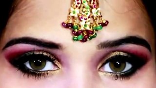 Traditional Indian Pakistani Bridal Makeup Tutorial Pink Gold and Bla