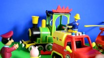 Fireman Sam  Greendale Train Fire Peppa pig Fire Engine Play doh  Story