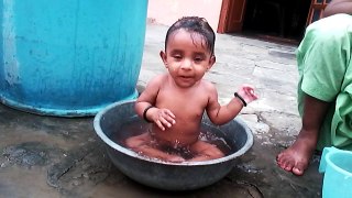 cute baby khushi with bathing