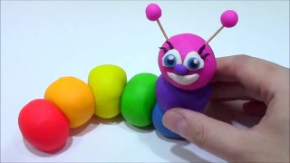 Making Cute Rainbow Caterpillar with Play Doh