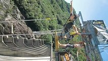 Bungee Jumping in Verzasca - 220 m free fall - camera up to the jump!